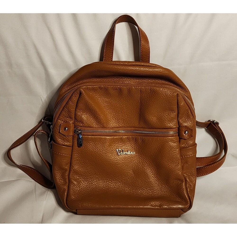 ItalianVALENTINA Purse ShoulderBag BACKPACK Convertible CAMEL Brown Soft Leather